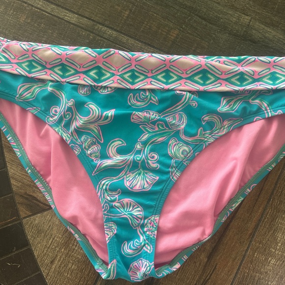 Lilly Pulitzer Teal and Pink Floral Bikini Bottom - Picture 2 of 2